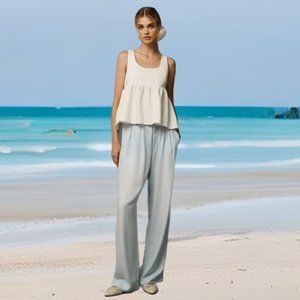 NWT Anthropologie + Cloth & Stone Pleated Wide-Leg Pants